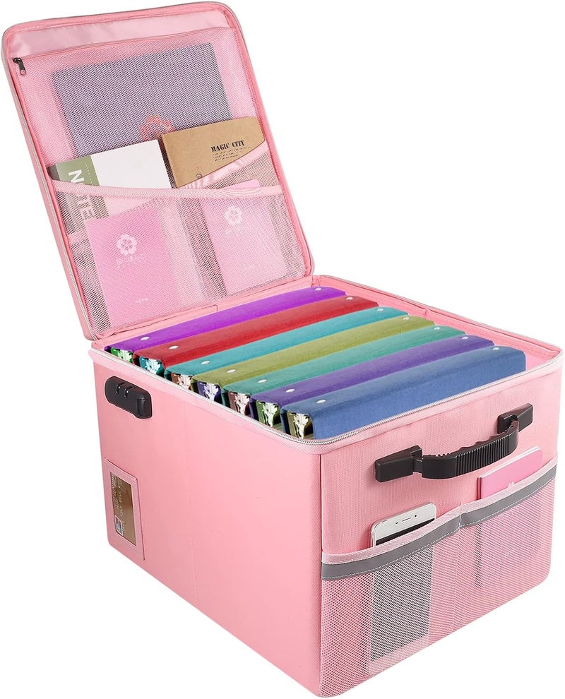 TOMKID Fireproof File Cabinet with Lock, Fireproof Document Organizer Collapsible File Box Filing Cabinet with Handle for Letter Legal Folder Certifications - Image 1